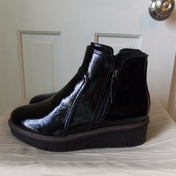 Clarks Glossy Black Ankle Booties - Picture 4 of 13